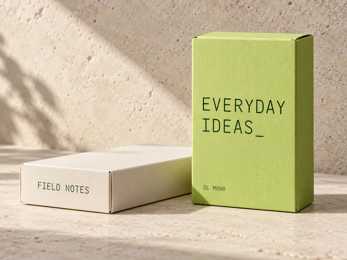 Generated concept: Lime and cream cartons with EVERYDAY IDEAS_ lettering.